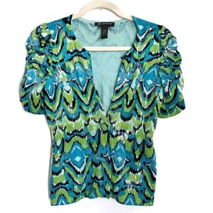 INC International Concerts Sweater 0/2 Petite Sequins Button